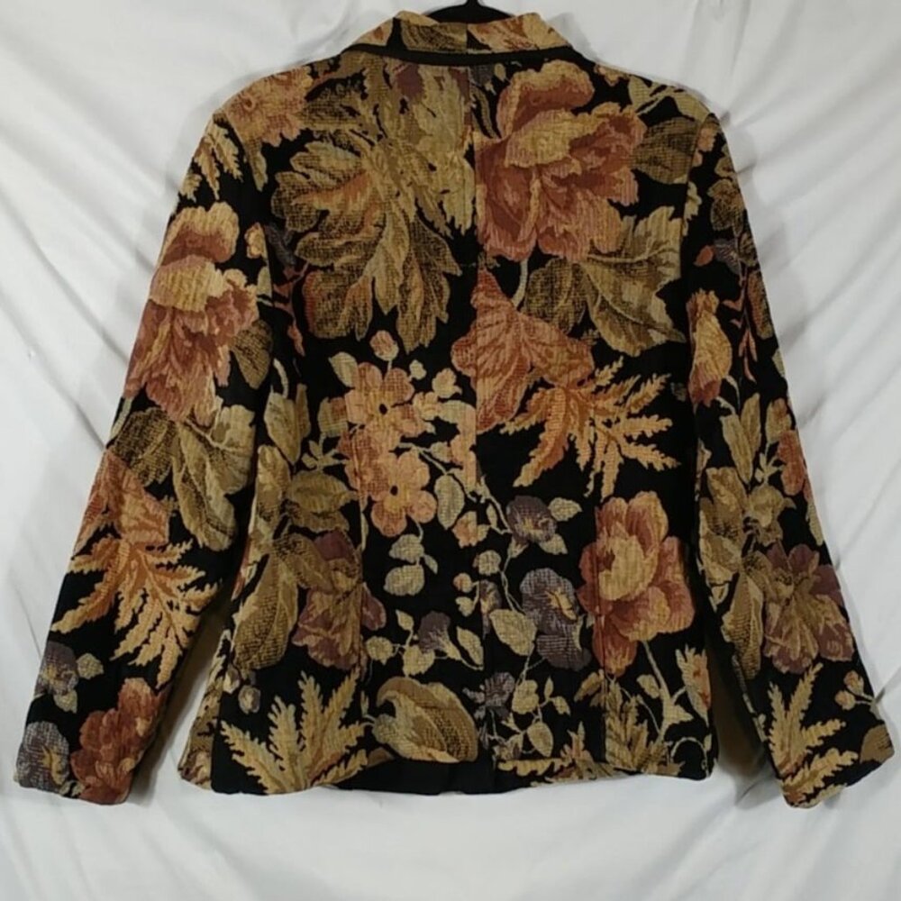 Gotcha Covered Women's Black & Green Floral Velvety Made in USA Blazer Size M - Picture 3 of 7